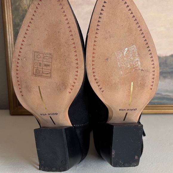 Dolce Vita Liona 6.5US Black Suede Fringe Western Ankle Boots embroidered - Picture 5 of 6